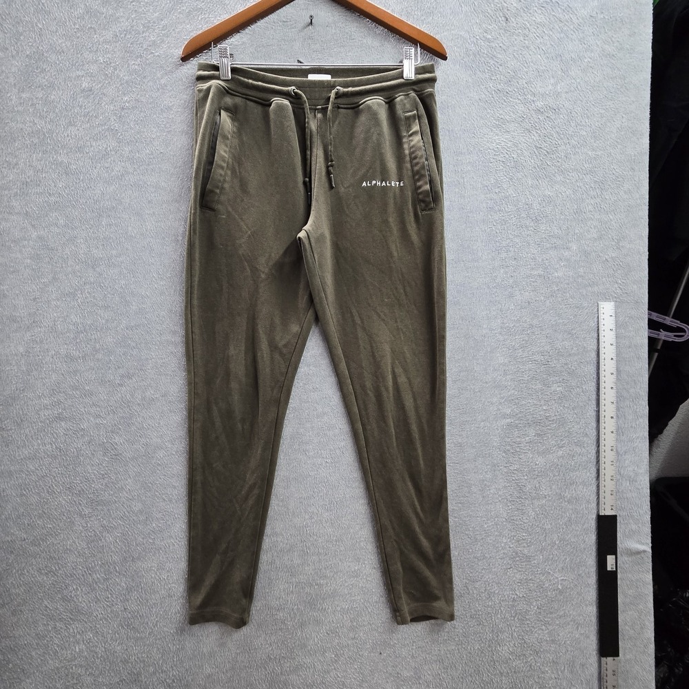 Alphalete Women Pants S Olive Green Sweatpants Logo Spellout Jogger 24.5" Inseam